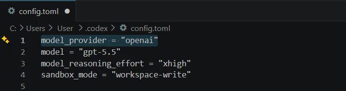 Строка model_provider в config.toml